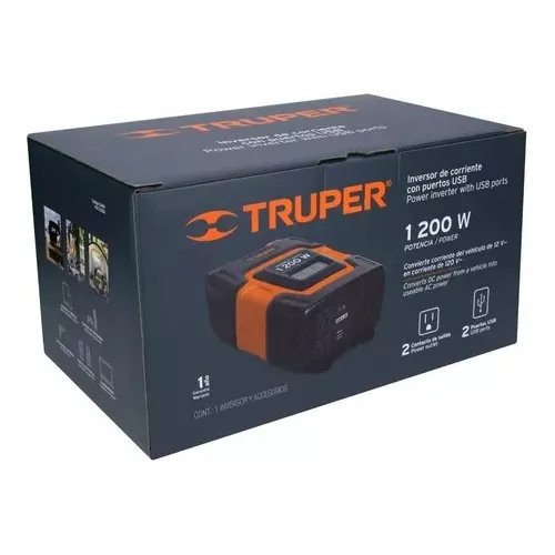 Inversor De Corriente De 1200 W 2 Puertos Truper 10491