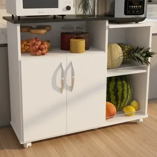 Fruteira Balcão Com Suporte Para Microondas C/ 4 Rodas