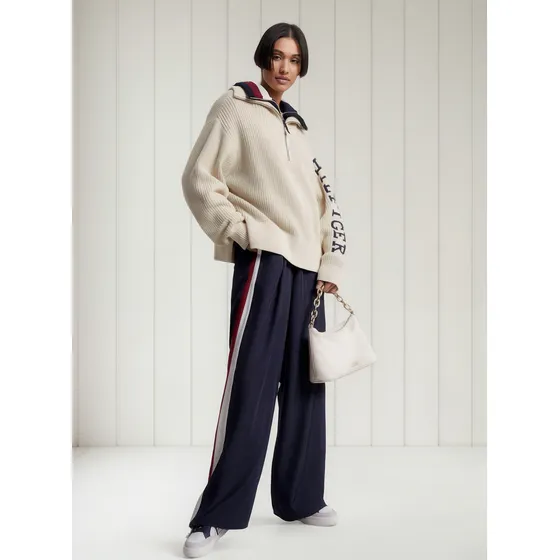 Saco De Corte Amplio Con Cierre Mujer Beige Tommy Hilfiger