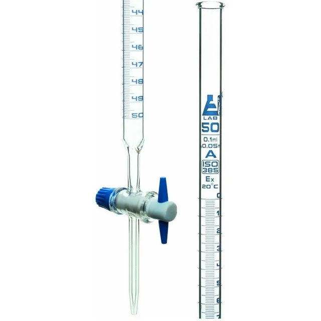 Bureta Vidrio Con Llave Recta De Teflon Clase A 50 Ml