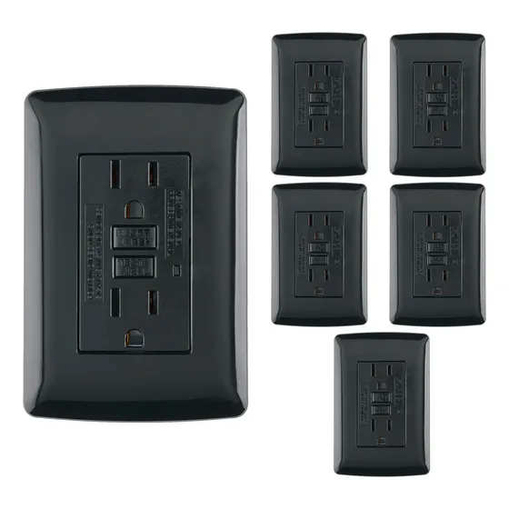 Kit 6 Placas Armadas, Cont Dúplex Falla A Tierra Gfci Negro