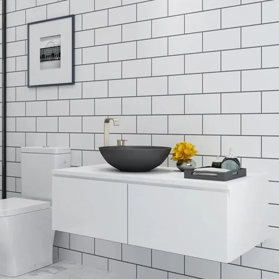 Papel Adhesivo Azulejo S/relieve Subway Blanco 60cm Ancho