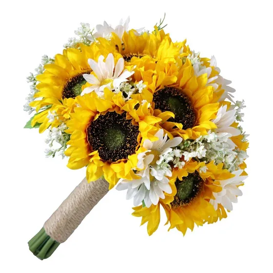 . Buquê De Mão De Noiva E Casamento Com Girassóis E