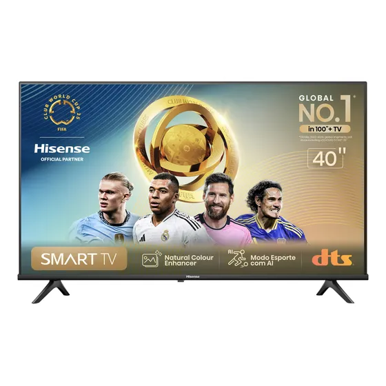 Hisense Smart TV FHD 40" Polegadas 40A4N com DTS Virtual X, Game e Sports Mode, Controle por Voz, Share to TV e Compatível com Alexa