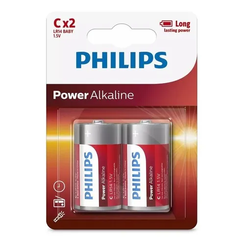 Pilas Philips Medianas Tamaño C 1,5 V Alcalina X 2 Unid