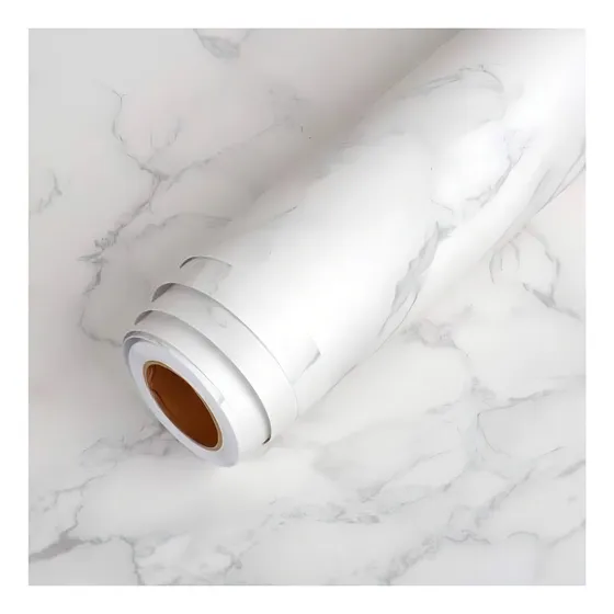 Vinilo Para Mesada - Marmol Blanco 60 X 300 Cm Autoadhesivo