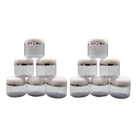 12 Envase Pote 50 Ml Tapa Cenefa Vacío Para Crema Cosmético