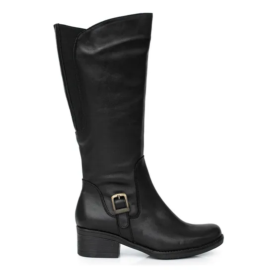 Bota Cuero Mujer Caña Alta Bucanera Elastico Briganti Cierre