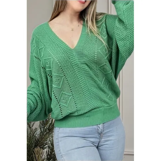 Saco De Algodon Tejido Cuello En V