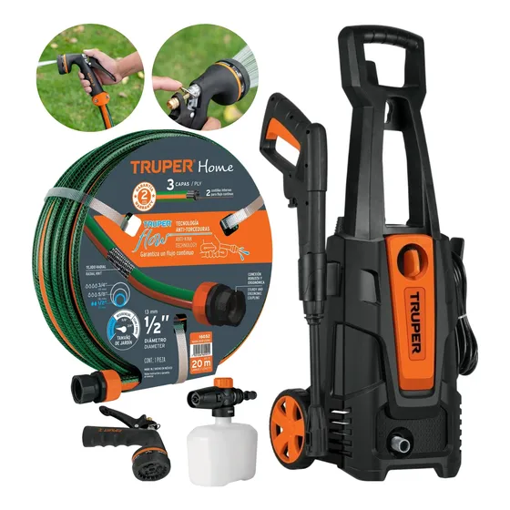 Combo Hidrolavadora 1800psi Manguera 20m + Pistola De Riego