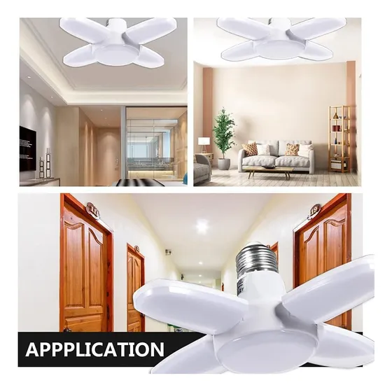 Bombillo Lampara Led 4 Aspas + Foco Central Tipo Ventilador