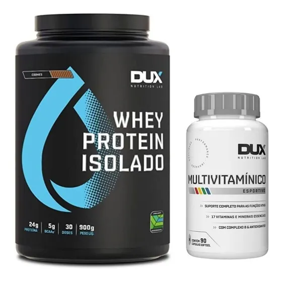 Whey Protein Isolado 900g + Multivitamínico 90 Cap - Dux 