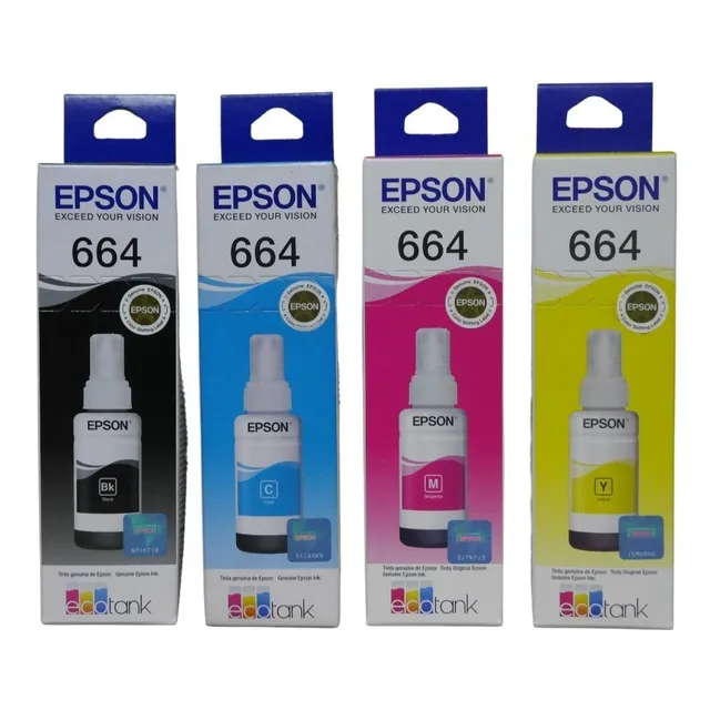 Kit 4 Tintas Originales Epson 664 Imp L395 L396 L455 L475 