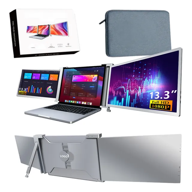 Monitor Triple Portátil De 13.3  Para Laptop Fhd 1080p Ips
