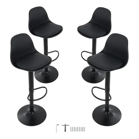 Bancos De Bar Giratorias Con Respaldo Reposapies Set De 4