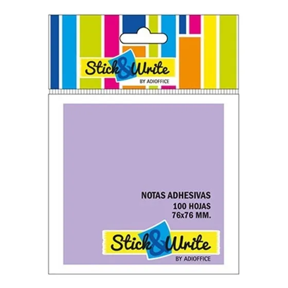 Nota Adhesiva 7.6x7.6cm 100 Hojas Tipo Post It Color Morado