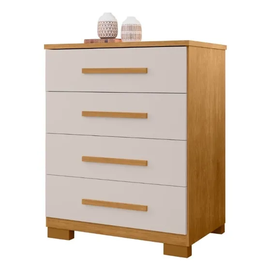 Cômoda Thor 4 Gavetas Em Madeira Cor Off White Casa Lustre