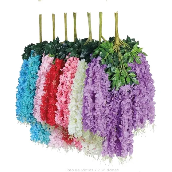 Wisteria Glicenia Flor Colganten De Seda Decoracio Pack X 12