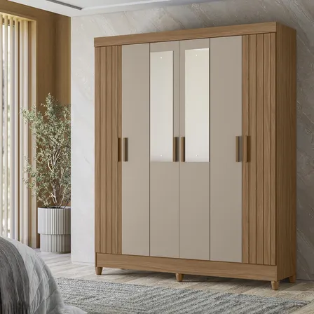 Clóset 6 Puertas 2 Cajones Hoga Uruguay Roble Beige