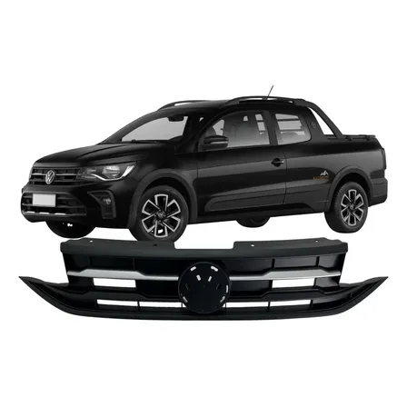 Grade Saveiro Extreme Cabine Duplo Friso Cromado 2024 A 2026 Preto Friso Cromado