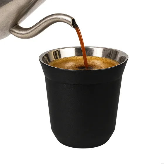 Copo Café Térmico Luxo 160ml Ideal Para Nespresso Conforto Barganha Mix Cor Preto Fosco
