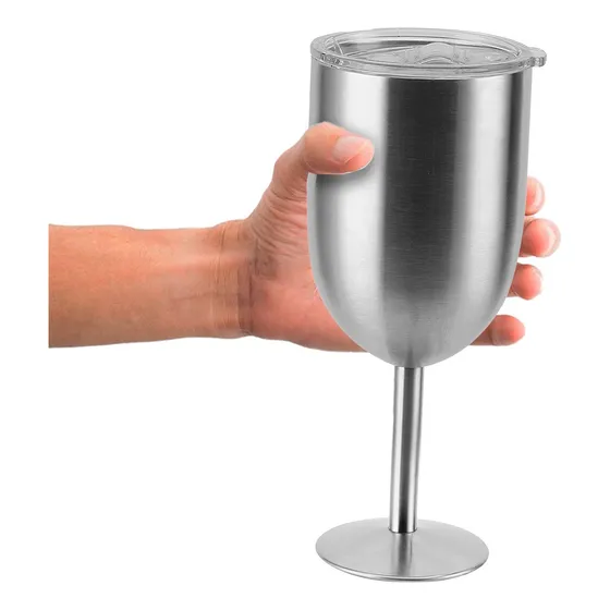 Taça Térmica Com Tampa 480ml Para Gin Vinho Drinks Cor Prata