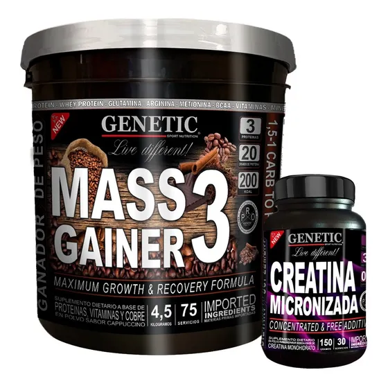 Crecimiento Muscular Mass Gainer 3 4,5kg + Creatina Genetic