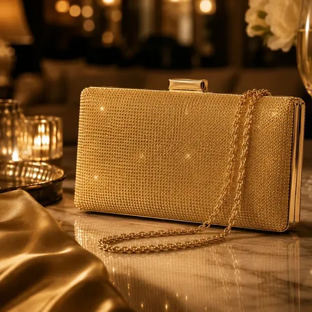 Bolsa Clutch Feminina Festa Madrinha Carteira De Mão Luxo Dourado Brilho Metal