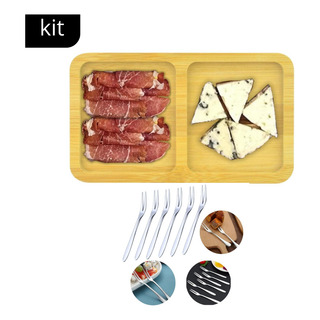 Kit Petisqueira Bambu Tábua Frios Queijo + Garfos Aperitivo Kit Petisqueira Bambu Tábua Frios Queijo + Garfos Aperitivo