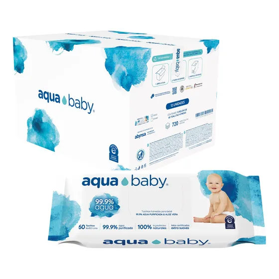 Caja 12 Toallas Húmedas Aqua Baby 60 Unidades