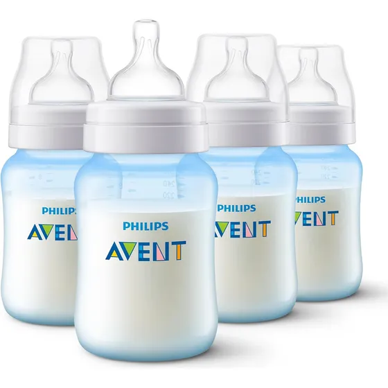 4 Pzs Biberones Anticolicos Philips Avent 9oz Azul Scy121/20 Color Azul Claro Blue Edition