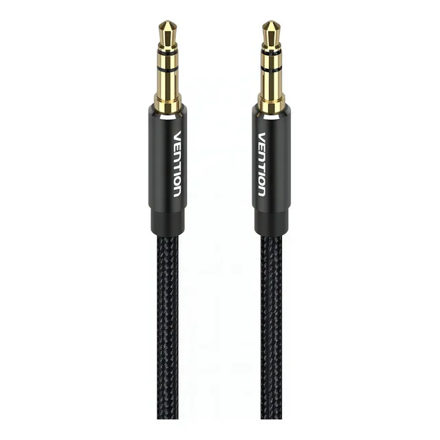 Cable de Audio Auxiliar jack 3.5mm Vention para Bocinas Audifonos Nylon Negro 1m