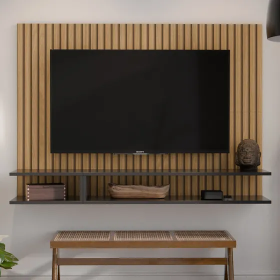 Painel Milão Para Tv Até 50 Polegadas 125x90 Com Prateleiras