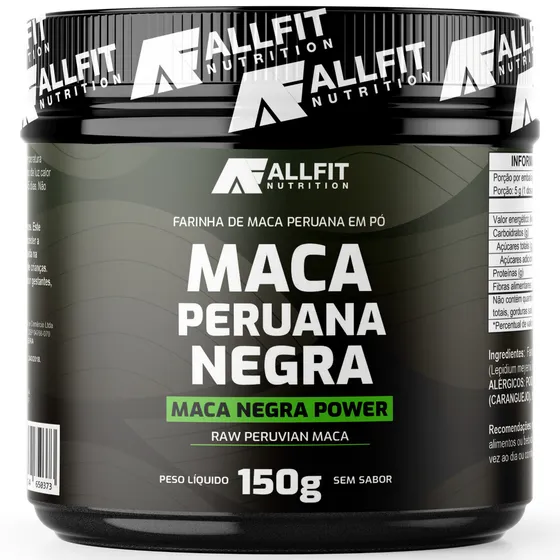 Maca Peruana Negra Preta Premium Em Pó 100% Pura 150g Raw Peruvian Maca Sem Sabor - Allfit Nutrition
