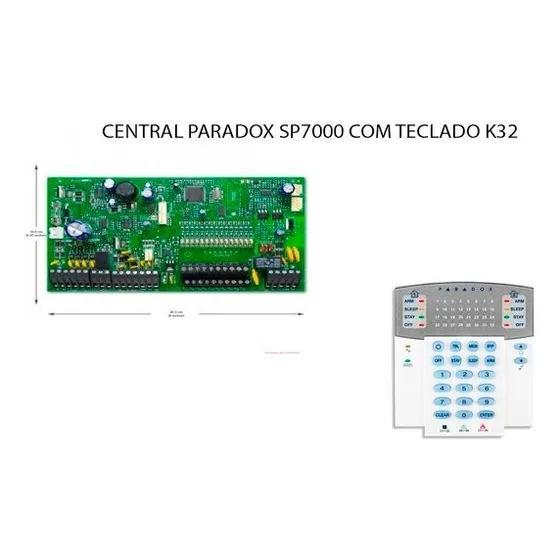 Central Alarme Paradox Sp7000 Com Teclado K32+