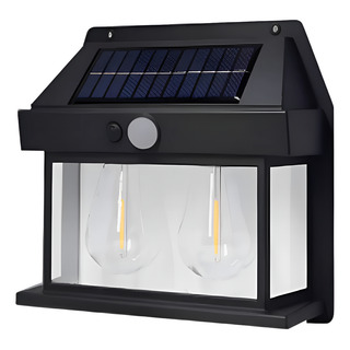 Aplique Farol Doble Ampolleta Solar + Sensor - Luz Cálida Aplique Farol Doble Ampolleta Solar + Sensor - Luz Cálida