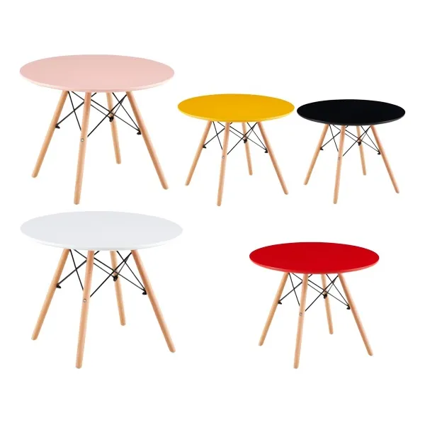Mesa Eames Kids Niño Redonda Metálica Patas Madera 60 Cm 