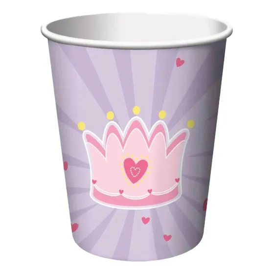 Vasos De Cumpleaños Color Morado Princesa Corona Cotillón