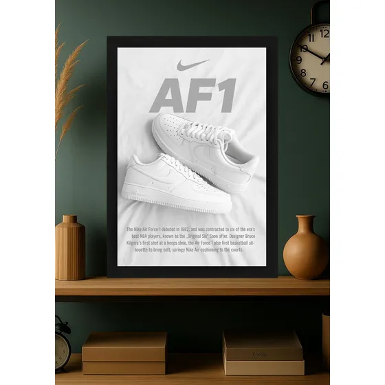 Quadro Decorativo Nike Air Force 1 Atemporal - Com Vidro