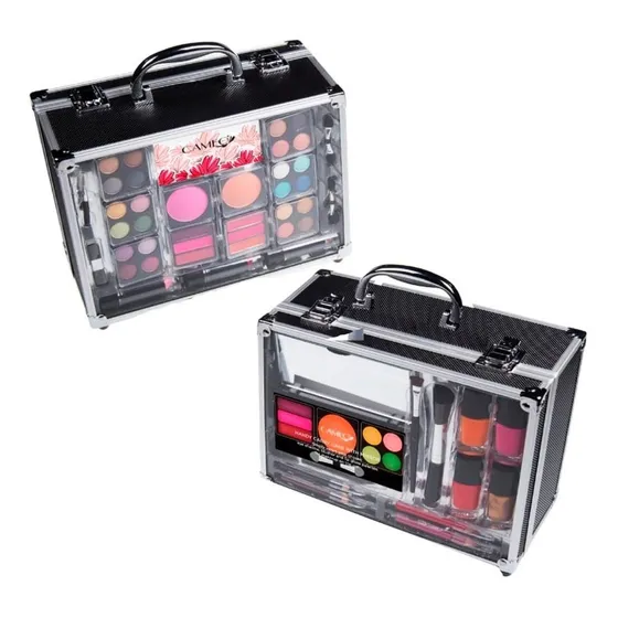 Kit De Maquillaje Profesional Valija Transparente Cameo 19 piezas