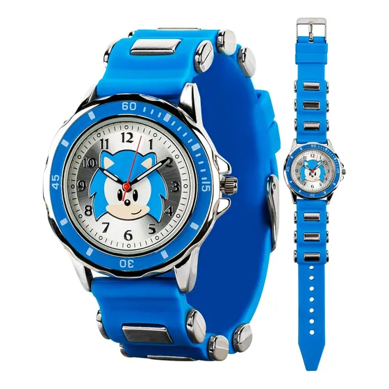 Reloj Sonic Azul Resistente Al Agua Incluye Caja Coleccionab