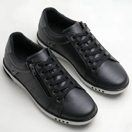 Sapatenis Masculino Ziper E Cadarço Elastico Casual Social