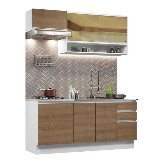 Cocina Integral Glamy 1.80 Metros 08 Blanco/Marrón