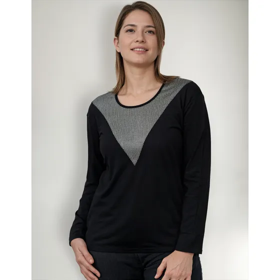 Remera Manga Larga Mujer Cuello Siml Escote En V Art 4950