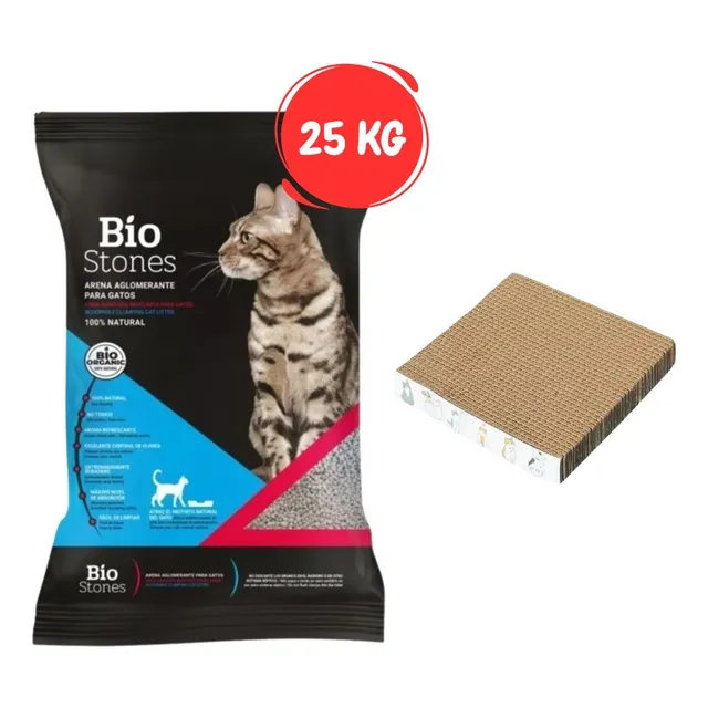 Bentonita Aglomerante Bio Stones Lavanda 25 Kg + Rascador