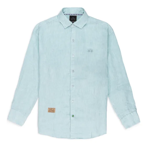 Camisa De Lino Manga Larga Verde Regular Hombre La Martina
