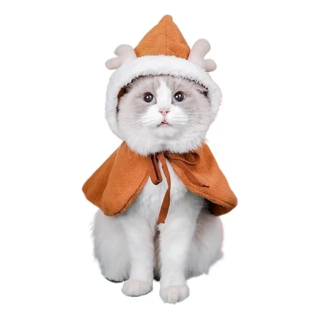 Disfraz Navidad Perro, Felpa Capa Navideño De Gato Gorros