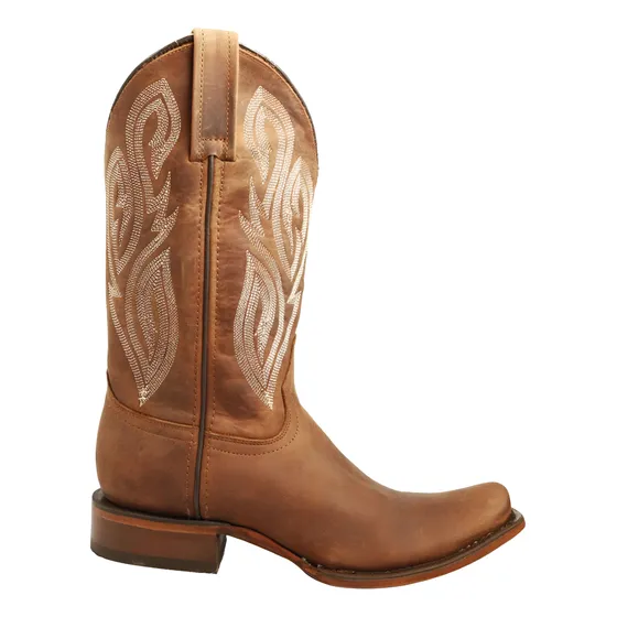 Botas Vaqueras Hombre Caborca Cuero Punta Cuadrada Chata.