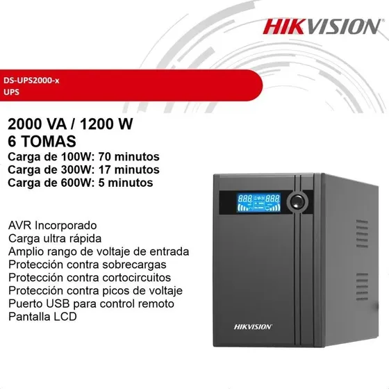 Ups Hikvision 2000va 1200w 120v Avr 6 Tomas - Ds-ups2000