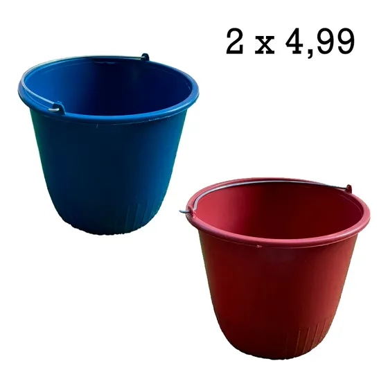 Tobo Plástico Con Asa Metal 10 Litros Gama De Colores 2pcs